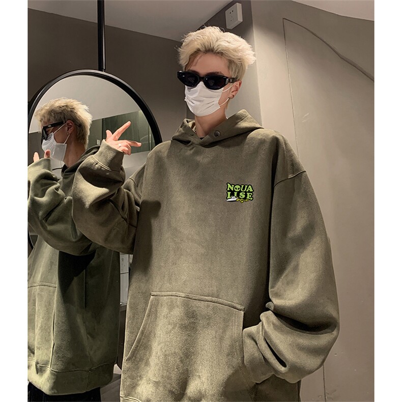 抖音得物供货提供视频秋冬重磅美式麂皮绒连帽卫衣JLM41,男装卫衣,电商A486