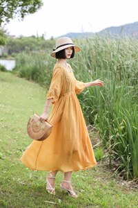 【现货】纯苎镂空花边连衣裙,女装连衣裙,依鼎衣典