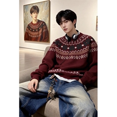 JY720-P56针织开衫宽松休闲情侣毛衣外套潮，男装针织衫/毛衣，星座1501-3