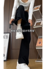 小众排扣设计休闲西裤男潮流宽松直筒垂感百搭长裤A400P55，男装西裤，电商A309