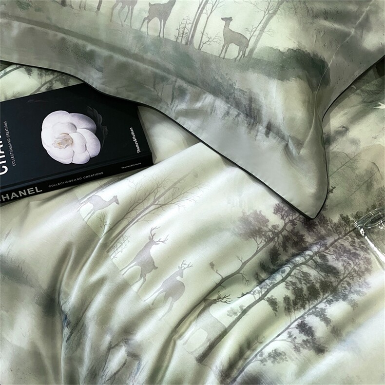 春夏天丝棉印花四件套,女装床品套件,一起卖家纺