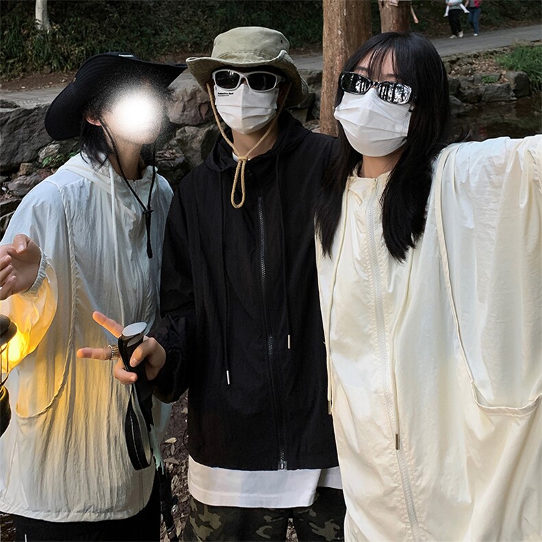 防晒衣男韩版潮流连帽纯色户外帅气2023夏季新款ins外套W4821-P40,男装防晒衣,星座412-2