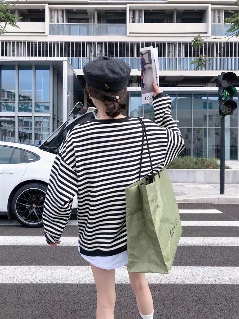 银狐绒条纹假两件卫衣，女装卫衣/绒衫，一杭