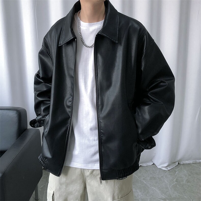 现货主推高质量皮衣外套男宽松皮夹克机车服A026P95加绒P105,男装夹克,电商A351