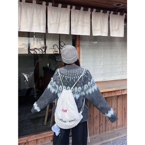 网图有货 费尔岛开衫毛衣男女慵懒马海毛拉链针织外套 A1021-P58图片