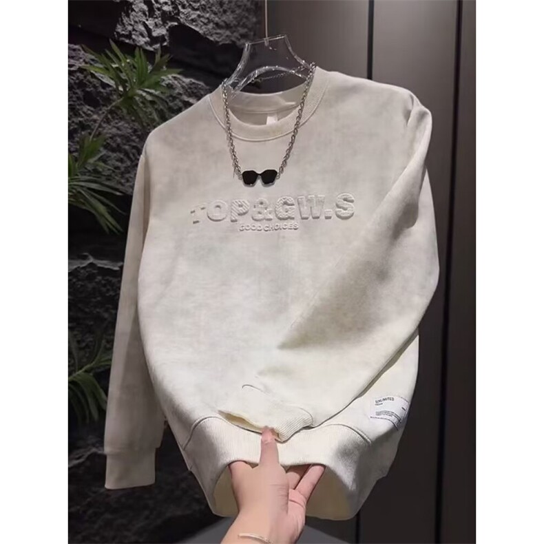 W10409-P43网图现货潮牌卫衣圆领套头休闲潮流上衣加绒批45,男装卫衣,星座1608