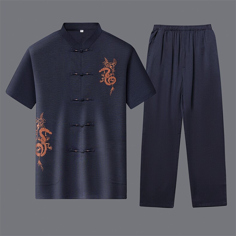 中老年男棉麻短袖中式唐装男风夏季亚麻套装SFC9782-P90,男装民族服装,星座1105-3
