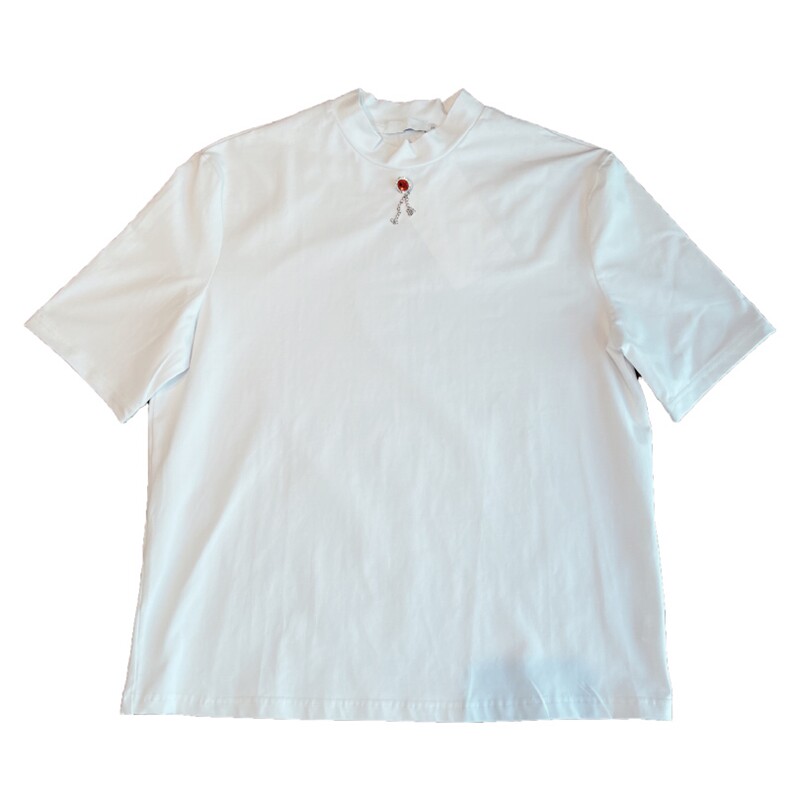王嘉尔同款高弹显瘦修身短袖T恤小众半高领半袖男潮TX1221-P48,男装T恤,电商B267