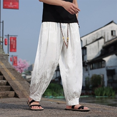 男士时尚冰丝透气裤子风2025春夏阔腿直筒裤2411-P55，男装休闲裤，电商A008