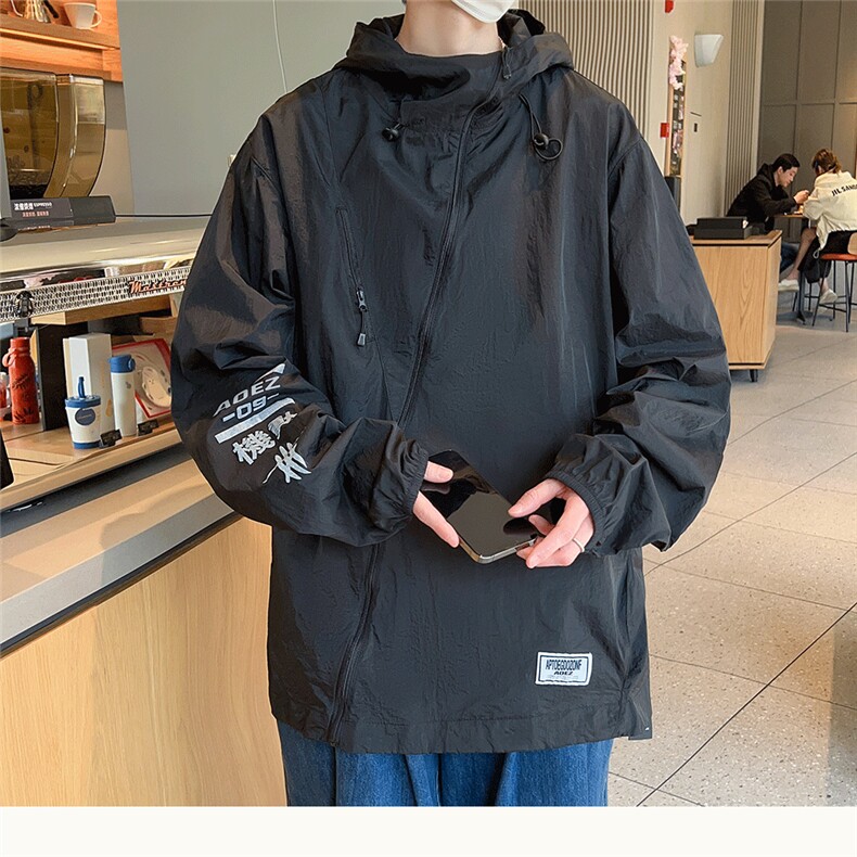 防晒衣男韩版潮流连帽字母印花高街帅气2026夏季ins外套W4799-P39,男装防晒衣,星座412