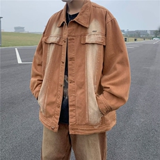 美式高街牛仔外套男春秋季ins潮牌渐变扎染hiphop宽松夹W4681-P68，男装工装外套，星座412