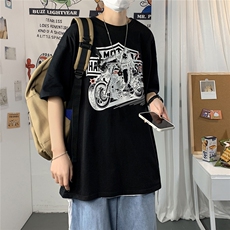 1港风圆领大码M-5XL运动日系原宿潮流男士短袖宽松T恤7803F35控49，男装T恤，星座226-2