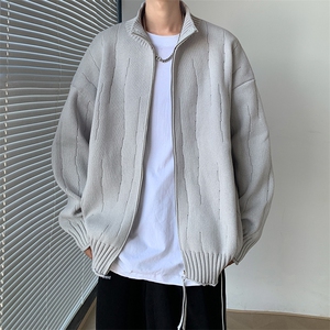 秋冬季潮牌拉链开衫毛衣设计感慵懒风休闲保暖立领针织衫