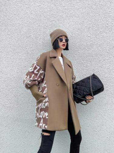 现货高端设计师款貂绒字母拼接外套，女装，储辰