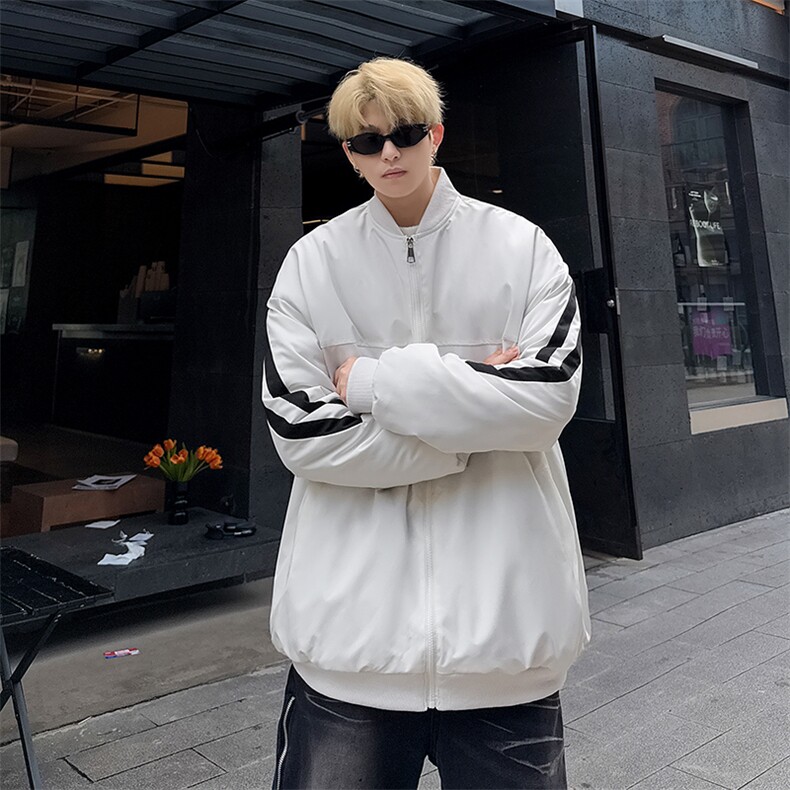 特p80控138抖控148绗棉三条杠棉服外套情侣条纹棉衣面包服男MY247,男装棉衣,电商B370