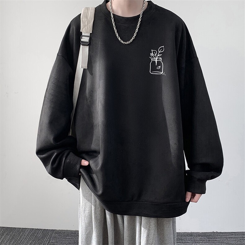 麂皮绒卫衣男大码重磅长袖t恤男 JW81430-P35图片