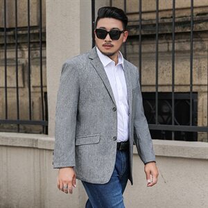 Xl-8XL春装新款男士休闲西服胖子西装上衣外套加肥大码1918款