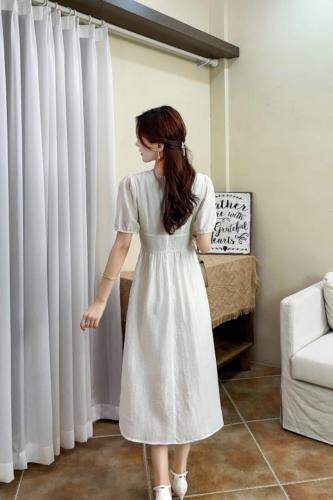 天丝提花绣花领连衣裙，女装连衣裙，天使公主