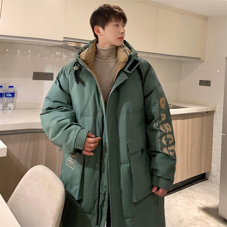 情侣羽绒服男冬季新款港风宽松连帽中长款保暖外套YR906-P175，男装羽绒服，星座214-3