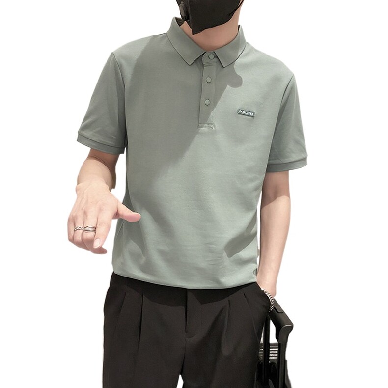 6890-P58控78时尚简约百搭POLO衫男有领短袖T恤2023夏季新款ins绿,男装Polo衫,星座1101-1