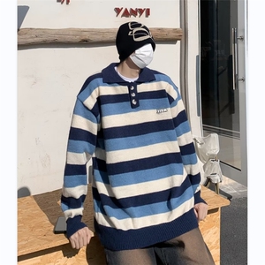 针织衫男韩版潮流拼色条纹高街帅气2024冬季新款ins毛衣MZ312-P53