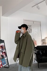 90白鸭绒 秋冬季工装加厚情侣宽松外套潮牌羽绒服8908/图片