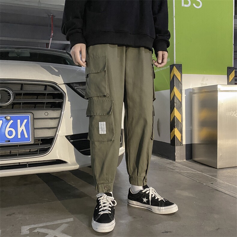 2024夏秋纯棉港风男美式宽松直筒束脚休闲裤工装裤K171P45,男装休闲裤,星座225-5