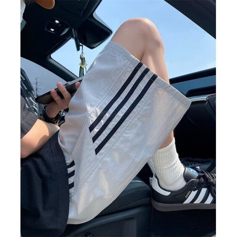 条纹冰丝速干运动短裤男潮牌薄款凉感宽松大码篮球五分沙滩裤子图片