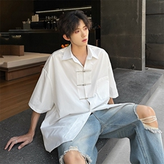 个性潮男衬衫纯色百搭A071-C88-P40，男装衬衫，电商A071