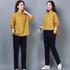 简约个性显瘦修身百搭优雅休闲长袖套装/套裙2022年夏季潮流图片