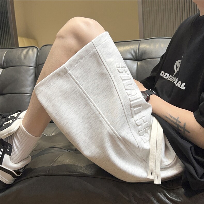美式高街运动短裤男夏季潮牌宽松大码休闲直筒五分裤男生潮流中裤图片