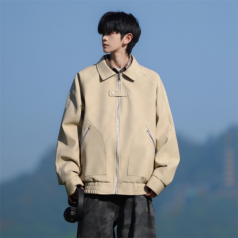 JK8606-P78L-8XL2026春季大码美式皮棉翻领衣夹克外套,男装夹克,星座109