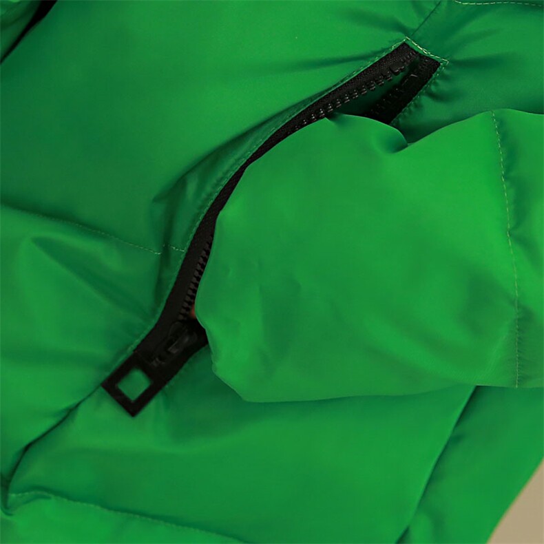 时尚保暖女士棉服绿色长款羽绒服冬季新款加厚外套修身显瘦大毛领设计百搭潮流女装,女装棉衣/棉服,超帛
