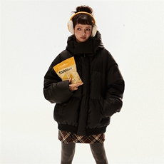 现货5W件冬季三防重磅boxy短款羽绒连帽PU皮棉衣外套防风加厚棉服，男装棉衣，电商A486-1