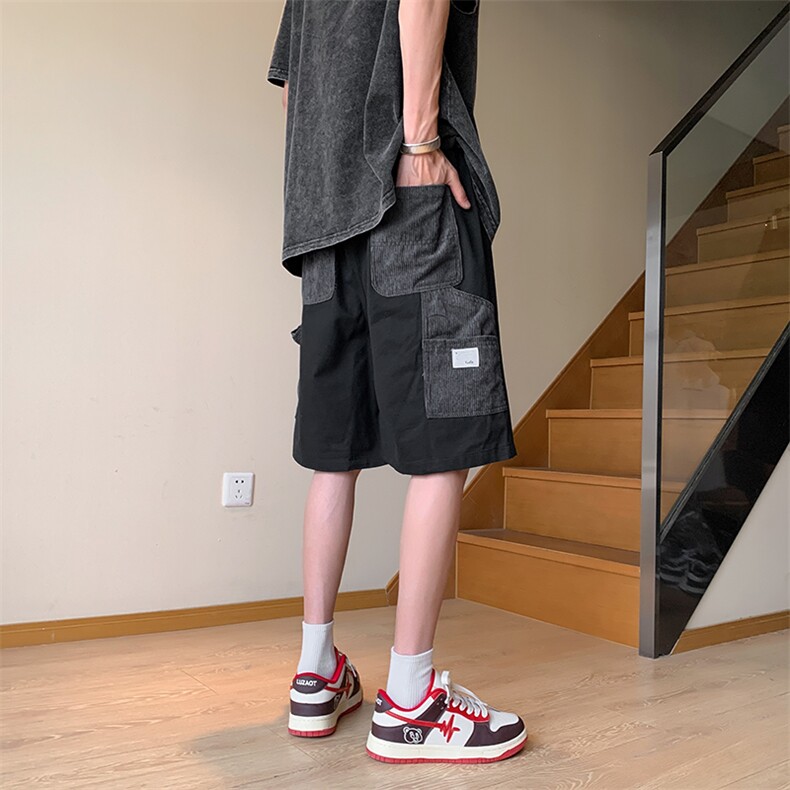 港风抖音品质休闲裤多口袋短裤工装裤A014-DY2158-P40控58,男装休闲裤,电商A014