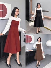 [现货]假两件套拼接连衣裙，三色、三码，女装连衣裙，依柏璐(1F)
