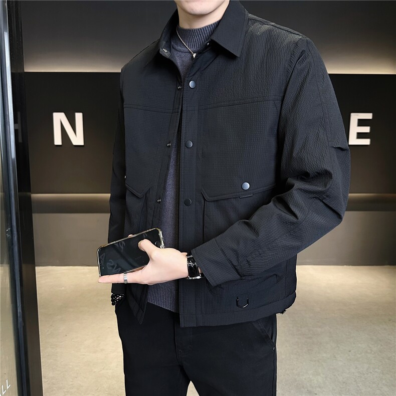 9101-M-3XL-P215标90绒店主风男士纯色立体口袋立领百搭羽绒服,男装羽绒服,电商B255