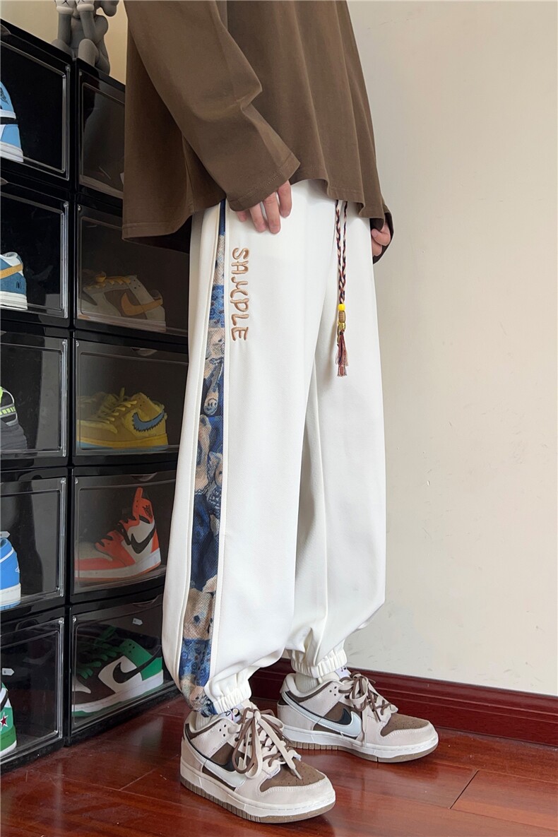 抖音品质港风新款小熊印花休闲裤宽松束脚B315-K23416-特p30控58,男装休闲裤,电商B315