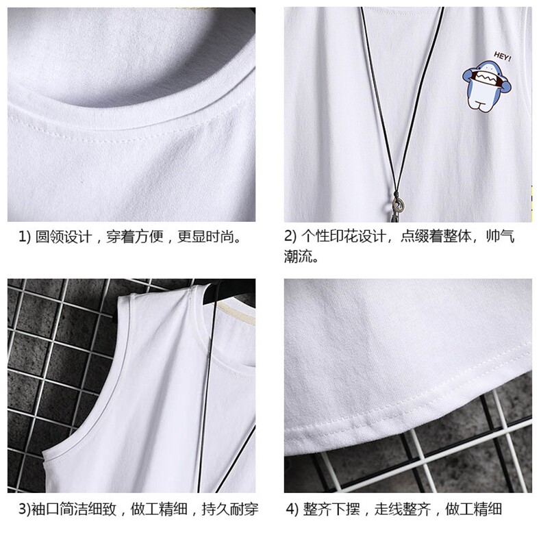 TB36167-P35纯汗背心套装男士大码汗衫短裤两件套网格挂拍,男装T恤,电商A040A