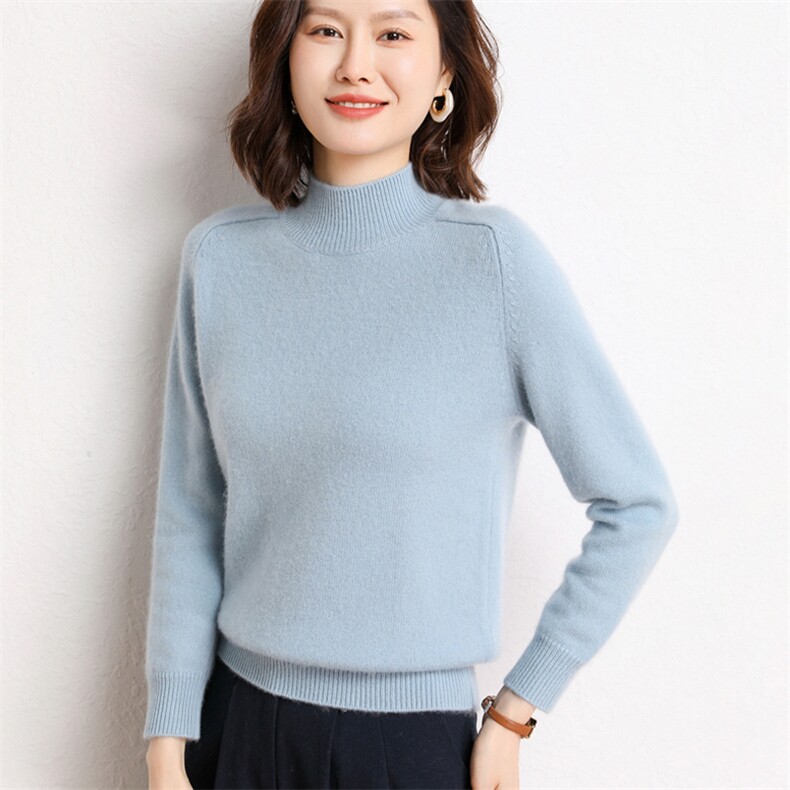 2024秋冬新款羊绒女士7针马鞍肩半高领35%羊绒衫,女装羊绒衫,纳丰羊绒