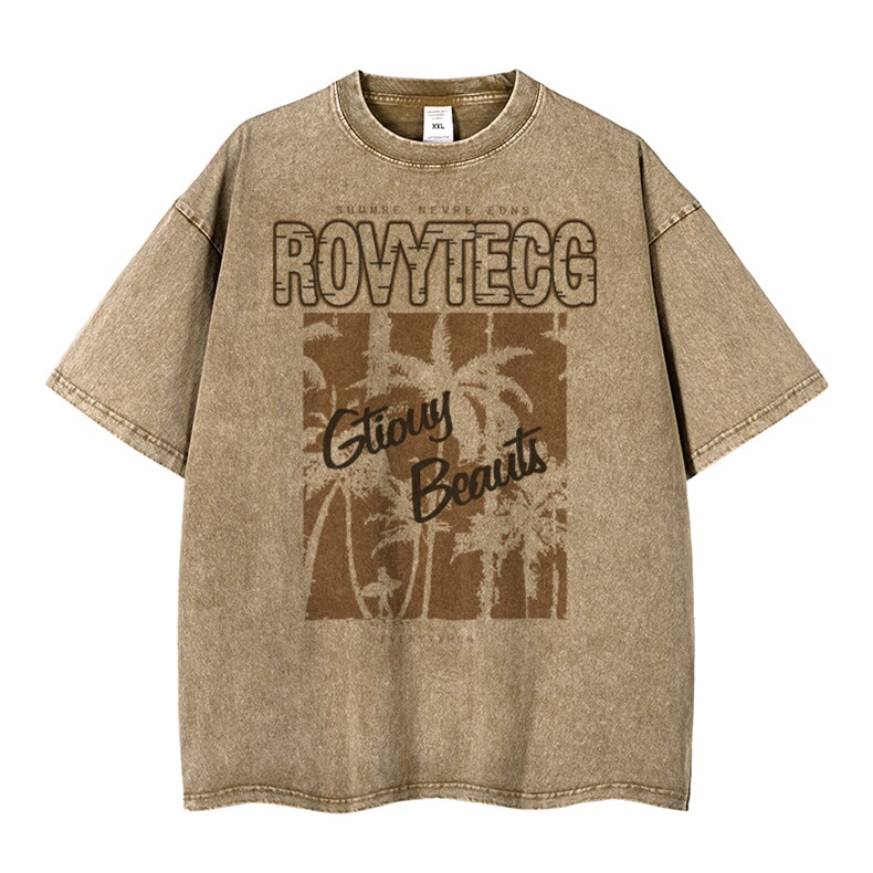 抖音得物供货240克重磅现货宽松美式纯棉水洗做旧印花T恤ATSX02，男装T恤，电商A443