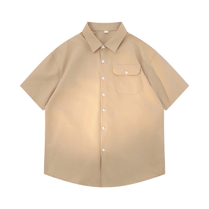光板 得物\唯品\抖音二开 夏季纯色百搭短袖衬衣衬衫 S23特批P30图片
