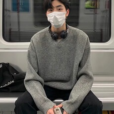 灰色破坏风毛衣男秋冬季潮牌痞帅慵懒cleanfit宽松内搭针织打底衫，男装针织衫/毛衣，星座506A