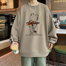 已注册供抖音直播得物品质重磅菠萝格圆领宽松男卫衣W2003P45，男装卫衣，电商C408(原B339-1)