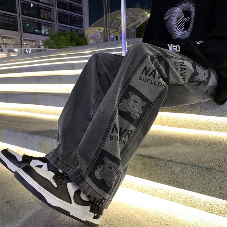 高街提花牛仔裤现货XZ604-KN05-P55控68,男装牛仔裤,星座604