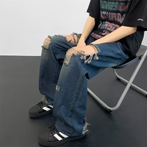破洞牛仔裤男士韩版潮流高街帅气百搭2024秋季ins长裤RK2081-P45图片