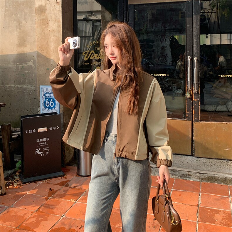 现货美拉德系设计感立领短款夹克外套2963P135K198,女装短外套,2C029