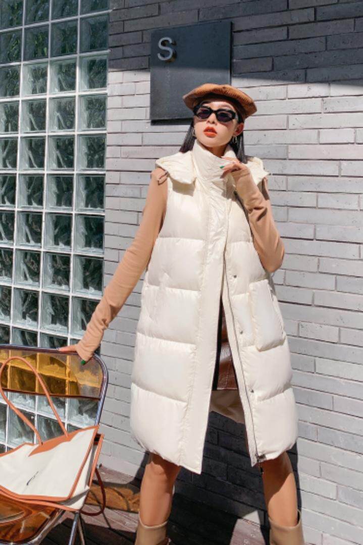现货欧货长款90白鸭绒羽绒马甲、补单款，女装马甲，登石木子