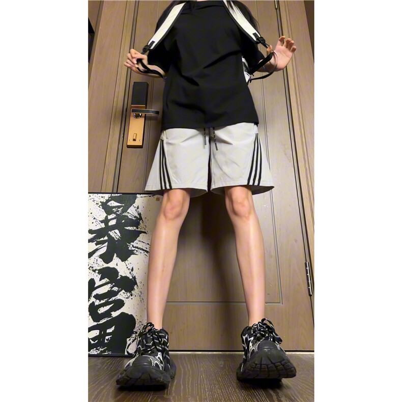 夏季新款潮流透气条纹短裤宽松网眼五分裤B315-K24205-特p30控58,男装牛仔裤,电商B315