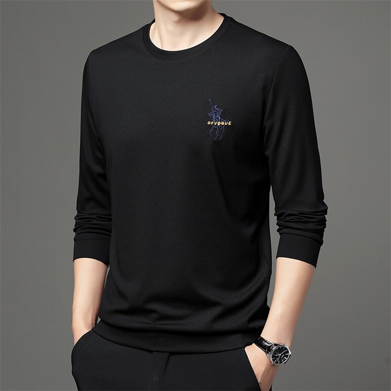 I603男式2023秋季新款长袖T恤男韩版商务休闲男装卫衣P43图片